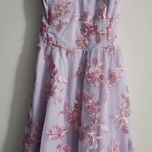 Floral Embroidered Kids Dress in Lavender and Pink